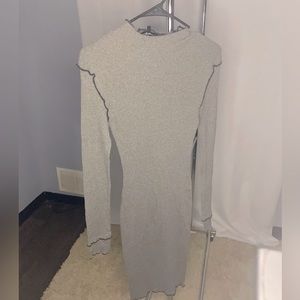 Grey Maxi Dress with Subtle Black Details